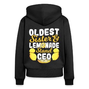 The boss of the lemonade stand takes care of it - Women's Premium Organic Zip Hoodie - black - Back - Julia (174cm)