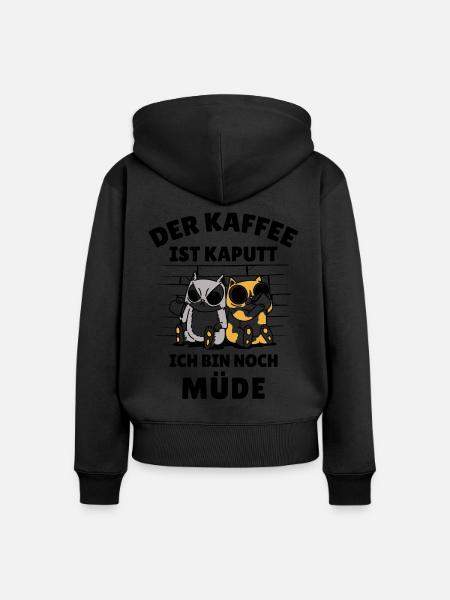 Kaffeetrinker Morgenmuffel Kaffeeliebhaber Katze - Frauen Premium Bio Zip Hoodie -