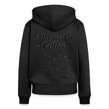 Collection de café Buveur de café Amateurs de café - Sweat à capuche zippé Premium bio Femme - noir - Dos - Julia (174cm)