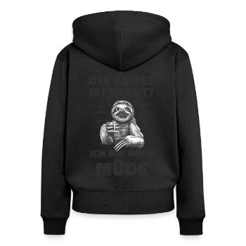 Kaffeetrinker Morgenmuffel Kaffeeliebhaber - Frauen Premium Bio Zip Hoodie - Schwarz - Hinten - Julia (174cm)