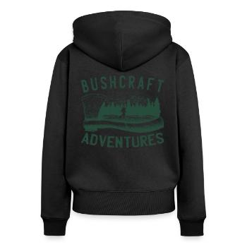 Bushcrafter Survival offroads Outdoor-Camping - Frauen Premium Bio Zip Hoodie - Schwarz - Hinten - Julia (174cm)