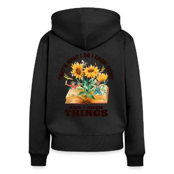 Jardinier Jardin Paysager Jardinier Jardinage - Sweat à capuche zippé Premium bio Femme - noir - Dos - Julia (174cm)