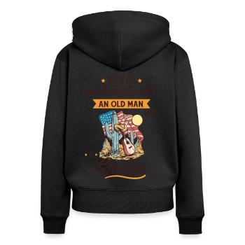 Gitarre Gitarristen Instrument Musik AKUSTISCHE - Frauen Premium Bio Zip Hoodie - Schwarz - Hinten - Julia (174cm)