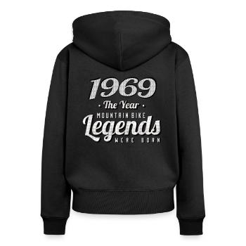 VTT-Mountainbiker 1969 Naissance Anniversaire VTT - Sweat à capuche zippé Premium bio Femme - noir - Dos - Julia (174cm)