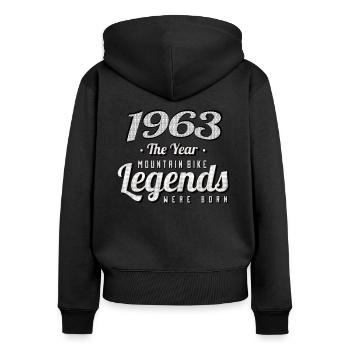 VTT-Mountainbiker 1963 Naissance Anniversaire VTT - Sweat à capuche zippé Premium bio Femme - noir - Dos - Julia (174cm)
