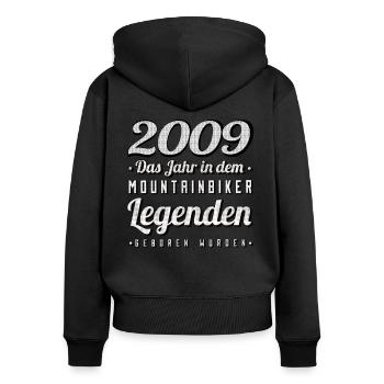 MTB-Mountainbiker 2009 Jahrgang Geburtstag MTB - Frauen Premium Bio Zip Hoodie - Schwarz - Hinten - Julia (174cm)