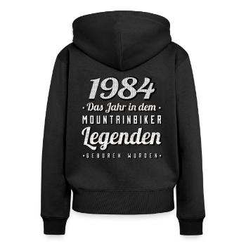 MTB-Mountainbiker 1984 Jahrgang Geburtstag MTB - Frauen Premium Bio Zip Hoodie - Schwarz - Hinten - Julia (174cm)
