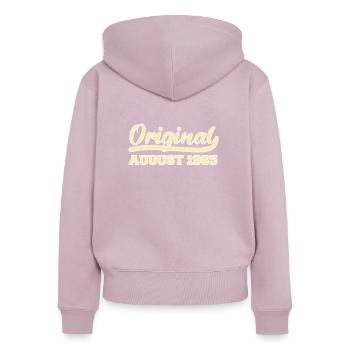 57e anniversaire Naissance en août 1965 Idée cadeau - Sweat à capuche zippé Premium bio Femme - rose poudré - Dos - Julia (174cm)
