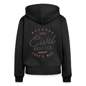 Profession de rédacteur civil - Sweat à capuche zippé Premium bio Femme - noir - Dos - Julia (174cm)