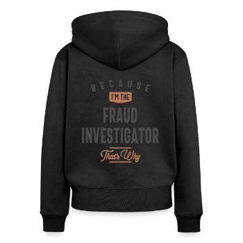 Profession d’enquêteur sur les fraudes - Sweat à capuche zippé Premium bio Femme - noir - Dos - Julia (174cm)