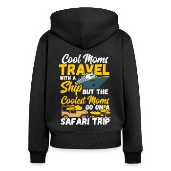 Safari-familienurlaubsgestaltung Für Eine - Frauen Premium Bio Zip Hoodie - Schwarz - Hinten - Julia (174cm)