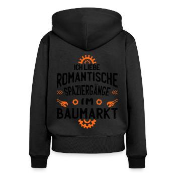Heimwerker Hausbau Bauherr Baumarkt Hausmeister - Frauen Premium Bio Zip Hoodie - Schwarz - Hinten - Julia (174cm)