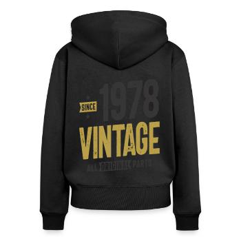 Depuis 1978 Vintage Original Parts - 44ème anniversaire - Sweat à capuche zippé Premium bio Femme - noir - Dos - Julia (174cm)