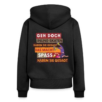Inline-Skating Rollerskates Inline-Skater - Frauen Premium Bio Zip Hoodie - Schwarz - Hinten - Julia (174cm)