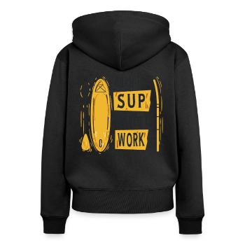 SUP board paddleboarding paddel supboard Stand Up - Frauen Premium Bio Zip Hoodie - Schwarz - Hinten - Julia (174cm)