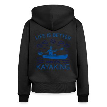 KAYAKS CANOË RAFTING PÉDALO Kayak KAYAK KAYAK KAYAK - Sweat à capuche zippé Premium bio Femme - noir - Dos - Julia (174cm)