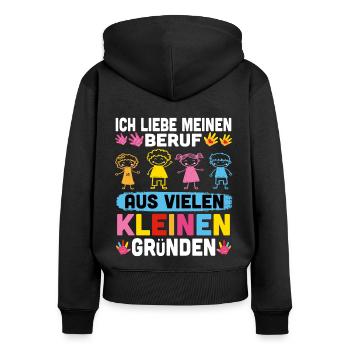 Kindergarten design for a kindergarten teacher - Women's Premium Organic Zip Hoodie - black - Back - Julia (174cm)