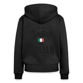 Je ne crie pas Je suis Italien Drôle De Fierté Italienne - Sweat à capuche zippé Premium bio Femme - noir - Dos - Julia (174cm)