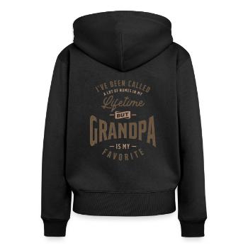 On m’a appelé beaucoup de noms, mais grand-père est mon - Sweat à capuche zippé Premium bio Femme - noir - Dos - Julia (174cm)