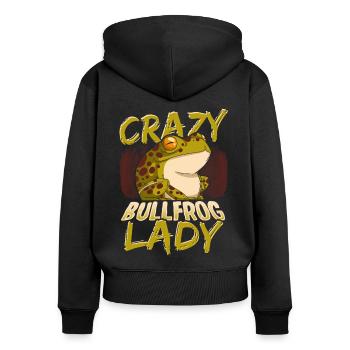 Frog catching design for a frog hunting fan - Women's Premium Organic Zip Hoodie - black - Back - Julia (174cm)