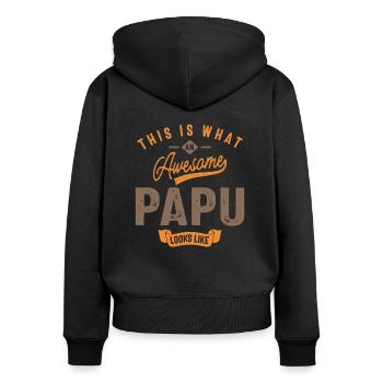 This is What an Awesome Papu Looks Like - Women's Premium Organic Zip Hoodie - black - Back - Julia (174cm)