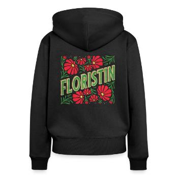Floristik Ausbildung Gesellen Auszubildende Azubi - Frauen Premium Bio Zip Hoodie - Schwarz - Hinten - Julia (174cm)