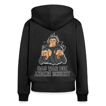 Lustige Sprüche Arbeitskollegen Das war die andere - Frauen Premium Bio Zip Hoodie - Schwarz - Hinten - Julia (174cm)