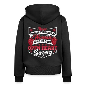 Open Heart Surgery Design for Heart Health - Women's Premium Organic Zip Hoodie - black - Back - Julia (174cm)
