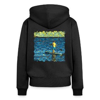 SUP paddleboarding Stand Up Paddle Vangogh-SUP - Sweat à capuche zippé Premium bio Femme - noir - Dos - Julia (174cm)
