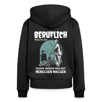 Grabpfleger Friedhof Landschaftsgärtner - Frauen Premium Bio Zip Hoodie - Schwarz - Hinten - Julia (174cm)