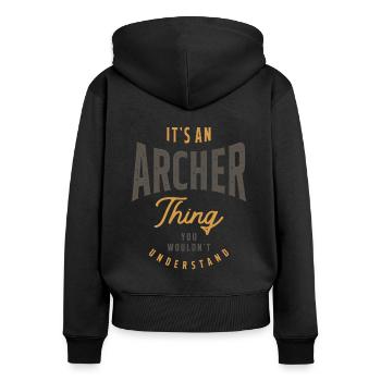 It's an Archer Thing Personalized Name - Women's Premium Organic Zip Hoodie - black - Back - Julia (174cm)