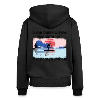 SUP Guitare Musique Paddleboard Stand Up Paddle - Sweat à capuche zippé Premium bio Femme - noir - Dos - Julia (174cm)