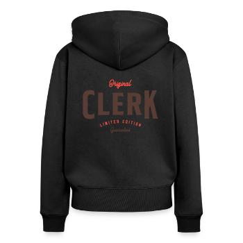 Clerk Funny Job Title Occupation - Women's Premium Organic Zip Hoodie - black - Back - Julia (174cm)