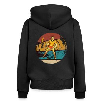 Joueurs de hockey sur gazon Hockey Joueurs de hockey en salle - Sweat à capuche zippé Premium bio Femme - noir - Dos - Julia (174cm)