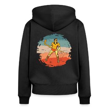 Joueur de hockey sur gazon Hockey en salle Vintage - Sweat à capuche zippé Premium bio Femme - noir - Dos - Julia (174cm)