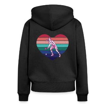Joueur de hockey sur gazon Hockey en salle - Sweat à capuche zippé Premium bio Femme - noir - Dos - Julia (174cm)