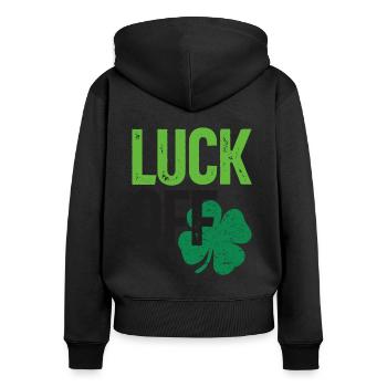 Luck Off Clover St Patricks Day - Women's Premium Organic Zip Hoodie - black - Back - Julia (174cm)