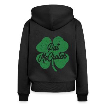 Pat McCrotch St Patricks Day - Women's Premium Organic Zip Hoodie - black - Back - Julia (174cm)