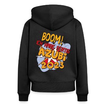 Éducation 2023 Graduation réussie style bande dessinée - Sweat à capuche zippé Premium bio Femme - noir - Dos - Julia (174cm)