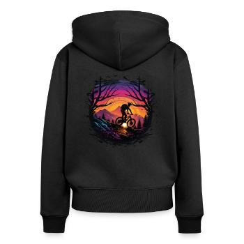 MTB Mountainbiker MTB Fahrrad Mountainbike - Frauen Premium Bio Zip Hoodie - Schwarz - Hinten - Julia (174cm)