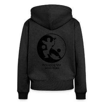 Qi-Gong Kampfkunst Chigong Meditation Thai-Chi - Frauen Premium Bio Zip Hoodie - Schwarz - Hinten - Julia (174cm)