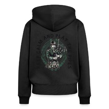 Bagpiper Scottish bagpipe-playing - Women's Premium Organic Zip Hoodie - black - Back - Julia (174cm)