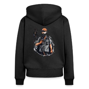 Détecteurs Sondler Sondeln Funny Coffee - Sweat à capuche zippé Premium bio Femme - noir - Dos - Julia (174cm)