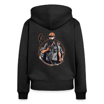 Détecteurs Sondler Sondeln Funny Coffee - Sweat à capuche zippé Premium bio Femme - noir - Dos - Julia (174cm)