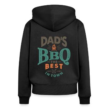 Papas BBQ - Opa genehmigt! Vatertag - Frauen Premium Bio Zip Hoodie - Schwarz - Hinten - Julia (174cm)