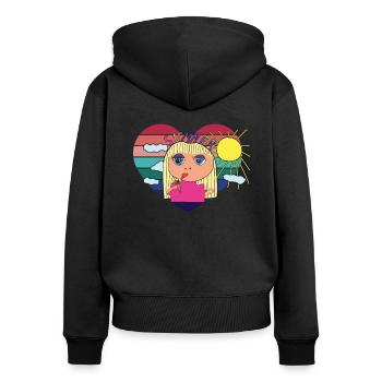 Eiscreme Sommermädchen Urlaub Ferien - Frauen Premium Bio Zip Hoodie - Schwarz - Hinten - Julia (174cm)