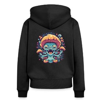 champignons cueilleurs de champignons producteurs de champignons drôles de champignons - Sweat à capuche zippé Premium bio Femme - noir - Dos - Julia (174cm)