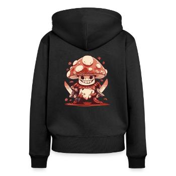 champignons cueilleurs de champignons producteurs de champignons drôles de champignons - Sweat à capuche zippé Premium bio Femme - noir - Dos - Julia (174cm)