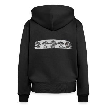 Bonsaï Arbre Bonsaï Arbre Fleur Chaîne Bonsaï - Sweat à capuche zippé Premium bio Femme - noir - Dos - Julia (174cm)