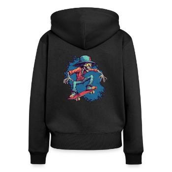 Skateboard Skater-Rampe Skaten Skating Vintage - Frauen Premium Bio Zip Hoodie - Schwarz - Hinten - Julia (174cm)